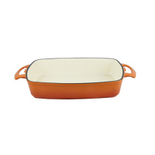 Deep Rectangular dish Enamel Cast Iron Baking Pan cookware